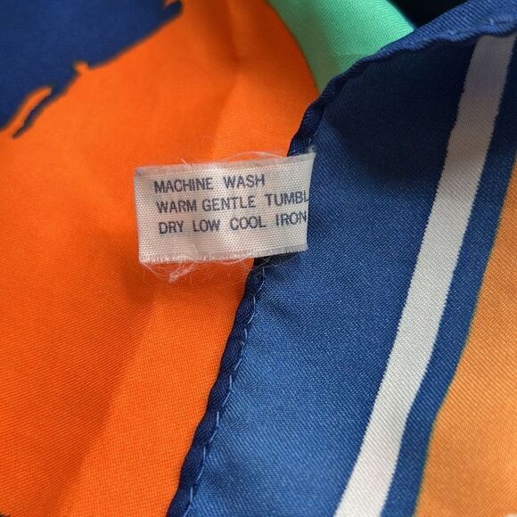 Multicolored Retro Rain scarf Blue green yellow orange EUC - Picture 11 of 11